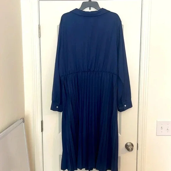 Beauty SHEIN Curve Plus Size V-Neck Long Sleeve Pleated Elegant Dress Size 4XL - Picture 2 of 5